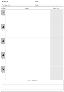 Teacher Planner A4 5 Period