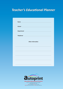 Teacher Planner A4 Blue